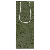 Olijfgroene waterdruppels wijn cadeautas (Voorkant)