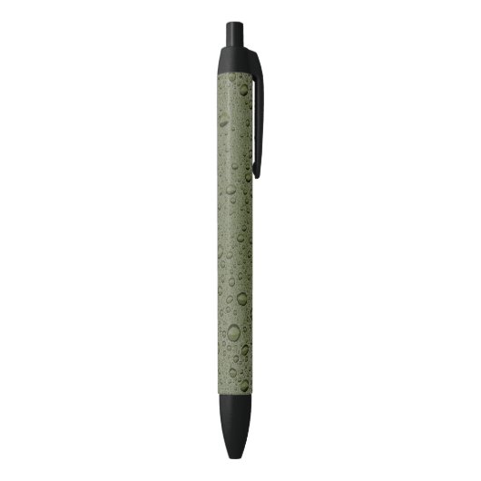 Olijfgroene waterdruppels zwarte inkt pen (Achterkant (Verticaal))
