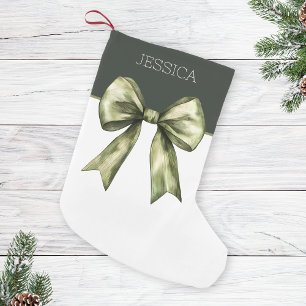 Olijfgroene Waterverf Bow Modern Schattige Christm Kleine Kerstsok