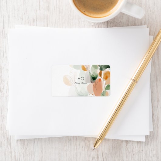 Olijfgroene waterverf pastel etiket (Insitu)