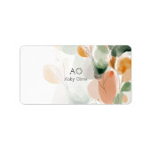 Olijfgroene waterverf pastel etiket (Voorkant)