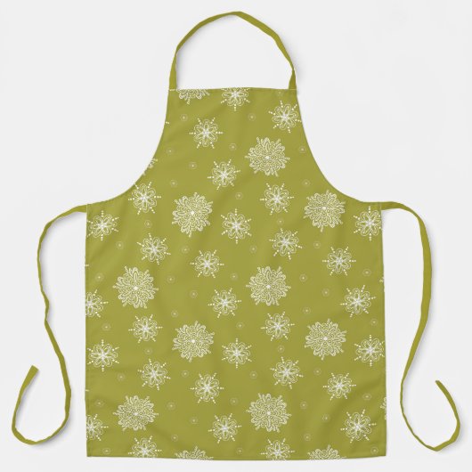 Olijfgroene Whimsical Celestial Bloemstuk Grote Schort (Voorkant)