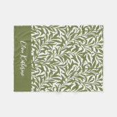 Olijfgroene wilgentak Monogram Fleece Deken (Voorkant (Horizontaal))