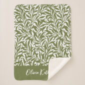 Olijfgroene wilgentak Monogram Sherpa Deken (Voorkant)