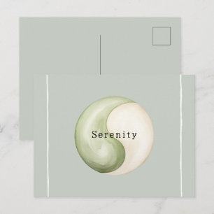 Olijfgroene Yin Yang-meditatie Persoonlijk Briefkaart
