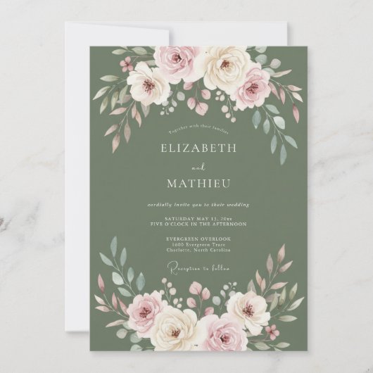 Olijfgroene Zachte Blos Ranunculus Eucalyptus Brui Kaart (Voorkant)