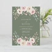 Olijfgroene Zachte Blos Ranunculus Eucalyptus Brui Kaart (Staand voorkant)