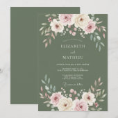 Olijfgroene Zachte Blos Ranunculus Eucalyptus Brui Kaart (Voorkant / Achterkant)