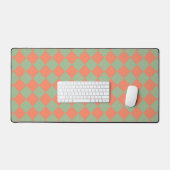 Olijfgroene Zalm Roze Checker Diamant Patroon Bureaumat (Keyboard & Muis)