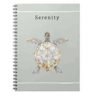 Olijfgroene zeeschildpad gepersonaliseerd  notitieboek