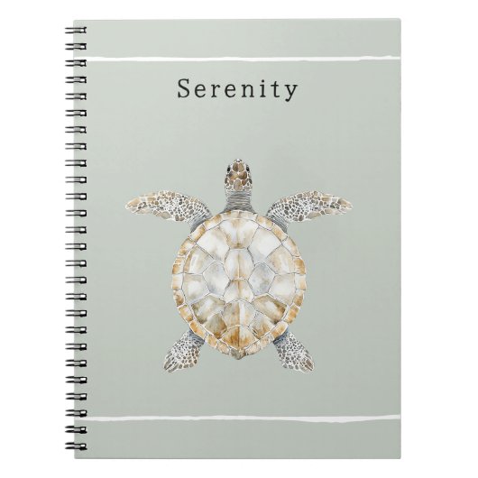 Olijfgroene zeeschildpad gepersonaliseerd notitieboek (Voorkant)