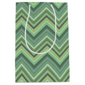Olijfgroene zigzag-lijnen medium cadeauzakje (Voorkant)
