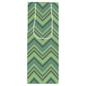 Olijfgroene zigzag-lijnen wijn cadeautas (Voorkant)