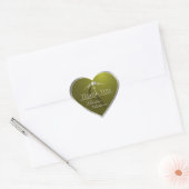 Olijfgroene zilveren lijst met monogram bedankt hart sticker (Envelop)