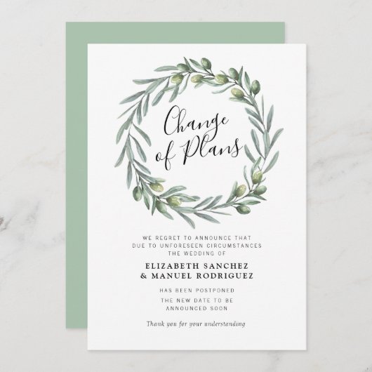Olijfgroenery met uitstel van huwelijkskaart kaart (Voorkant / Achterkant)