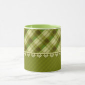 Olijfkleurige patchwork, olijf geruit, groen mok (Midden)