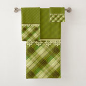 Olijfkleurpatchwork, olijfvlecht, groene patchwand bad handdoek (Insitu)
