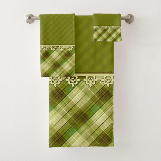 Olijfkleurpatchwork, olijfvlecht, groene patchwand bad handdoek (Insitu)