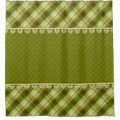 Olijfkleurpatchwork, olijfvlecht, groene patchwand douchegordijn (Voorkant)