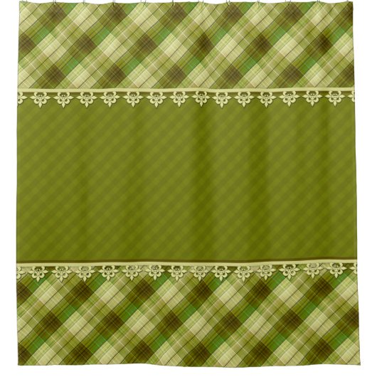 Olijfkleurpatchwork, olijfvlecht, groene patchwand douchegordijn (Voorkant)