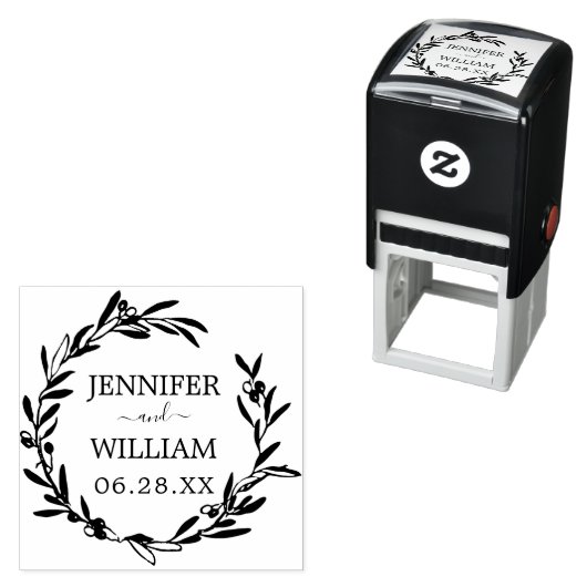 Olijfkrans Bewaar de datum aankondiging Zelfinktende Stempel (In situ)