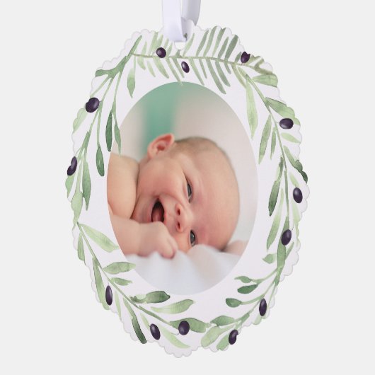 olijfkrans Doop dank u Ornament Kaart (Links)