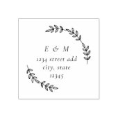 Olijfkrans Monogram Trouw Rond Adres Rubberstempel (Afrduk)