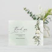 Olijfkrans witte rozen Boho Baby shower Bedankkaart (Staand voorkant)