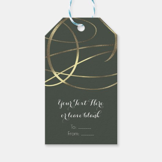 Olijfleger Groen & Goud Faux Folie Custom Favor Cadeaulabel (Voorkant)