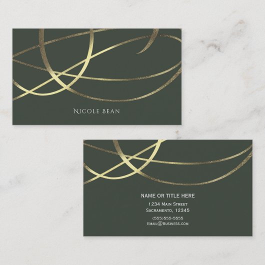 Olijfleger Groen & Gouden Faux Folie Custom Chic Visitekaartje (Voorkant / Achterkant)