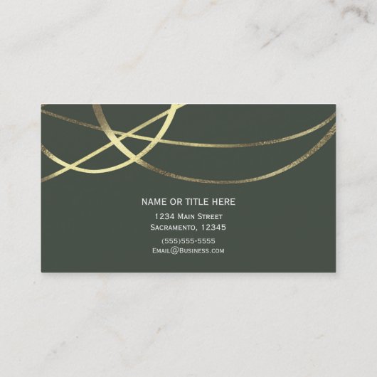 Olijfleger Groen & Gouden Faux Folie Custom Chic Visitekaartje (Achterkant)