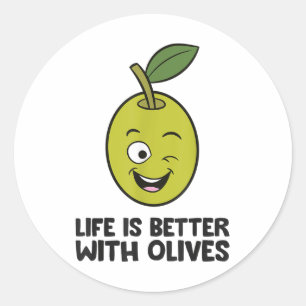 Olijfliefhebber Het leven is beter met olijven 1 Ronde Sticker