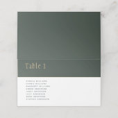 Olijfmos groene gouden trouwtafel nummernamen plaatskaartje (Buitenkant ongevouwen)