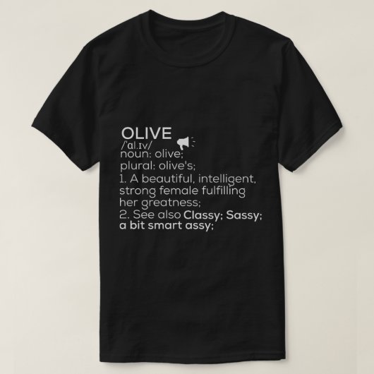 Olijfnaam Olijf Definitie Olijf Vrouw Naam Olijf T-shirt (Design voorkant)