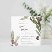 OLIJFOLIAGE WATERVERF GENDER REVEAL INVITE BEDANKKAART (Staand voorkant)