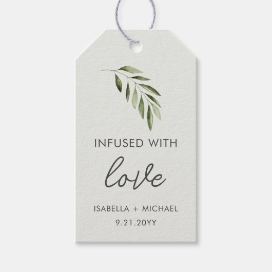 Olijfolie bruiloft gunst cadeaulabel (Voorkant)