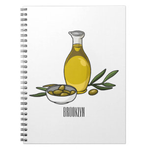 Olijfolie cartoon illustratie notitieboek