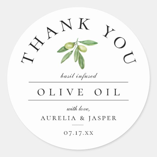 Olijfolie Dank Je Favoriet Ronde Sticker (Voorkant)