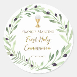 Olijfolie - Eerste heilige gemeenschap Ronde Sticker