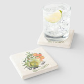 Olijfolie en Sinaasappel: Stenen Onderzetter (Zijkant)