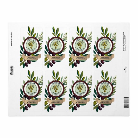 Olijfolie Etiket Sjablonen (Full Sheet)
