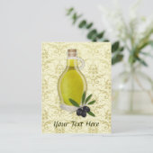 Olijfolie-fles en Damaspatroon Briefkaart (Staand voorkant)
