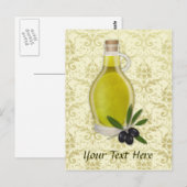 Olijfolie-fles en Damaspatroon Briefkaart (Voorkant / Achterkant)