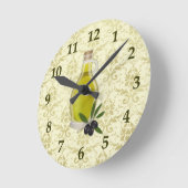 Olijfolie-fles en Damaspatroon Ronde Klok (Hoek)