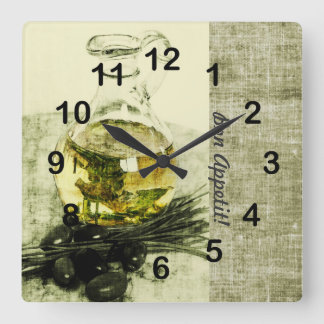 Olijfolie flesje kooktijd vierkante klok