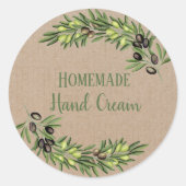 Olijfolie flesje Robuuste  waslabel Ronde Sticker (Voorkant)