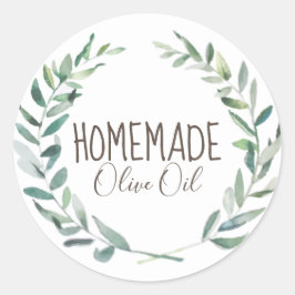 Olijfolie flesje Robuuste waslabel Ronde Sticker