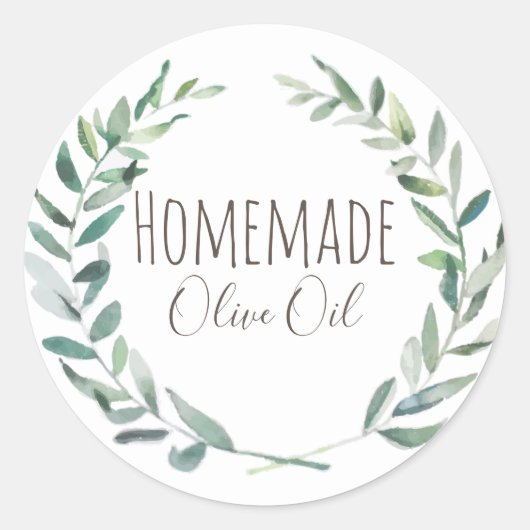 Olijfolie flesje Robuuste waslabel Ronde Sticker (Voorkant)