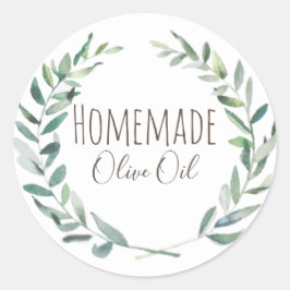 Olijfolie flesje Robuuste waslabel Ronde Sticker