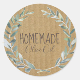 Olijfolie flesje Robuuste waslabel Ronde Sticker